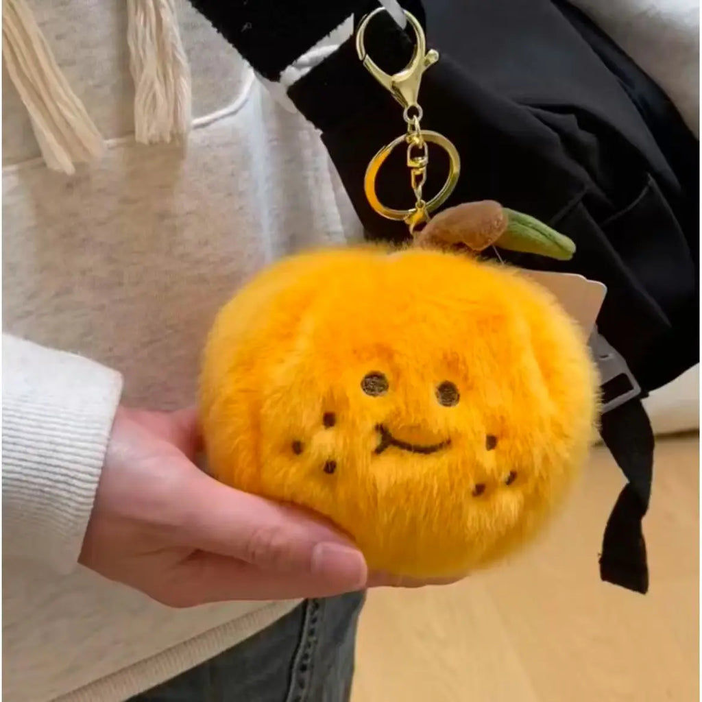 12cm Peelable Orange Plush Keychain – Soft Fruit Segment Stuffed Toy Backpack Pendant, Cute Cartoon Food Gift