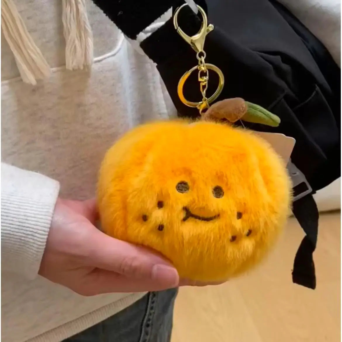 12cm Peelable Orange Plush Keychain – Soft Fruit Segment Stuffed Toy Backpack Pendant, Cute Cartoon Food Gift