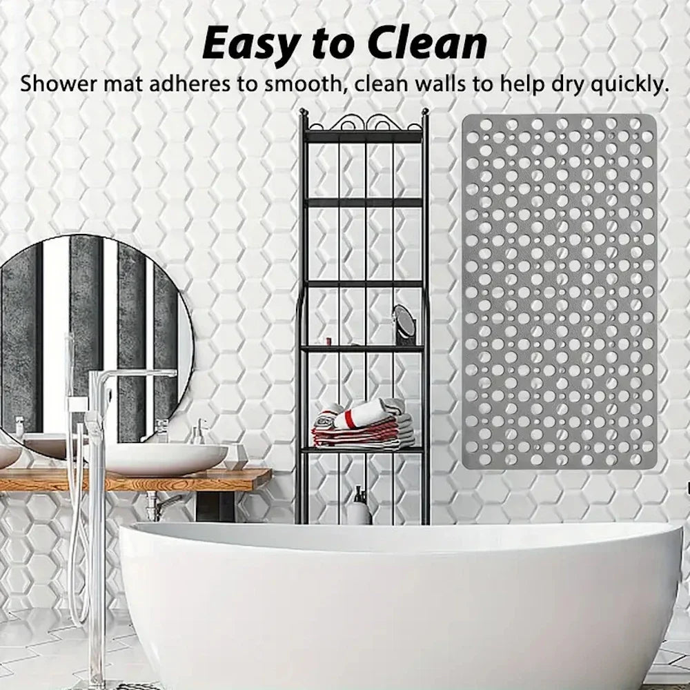 Non-Slip Bathroom Mat with Suction Cups – 43x75cm Quick Drain Shower Rug