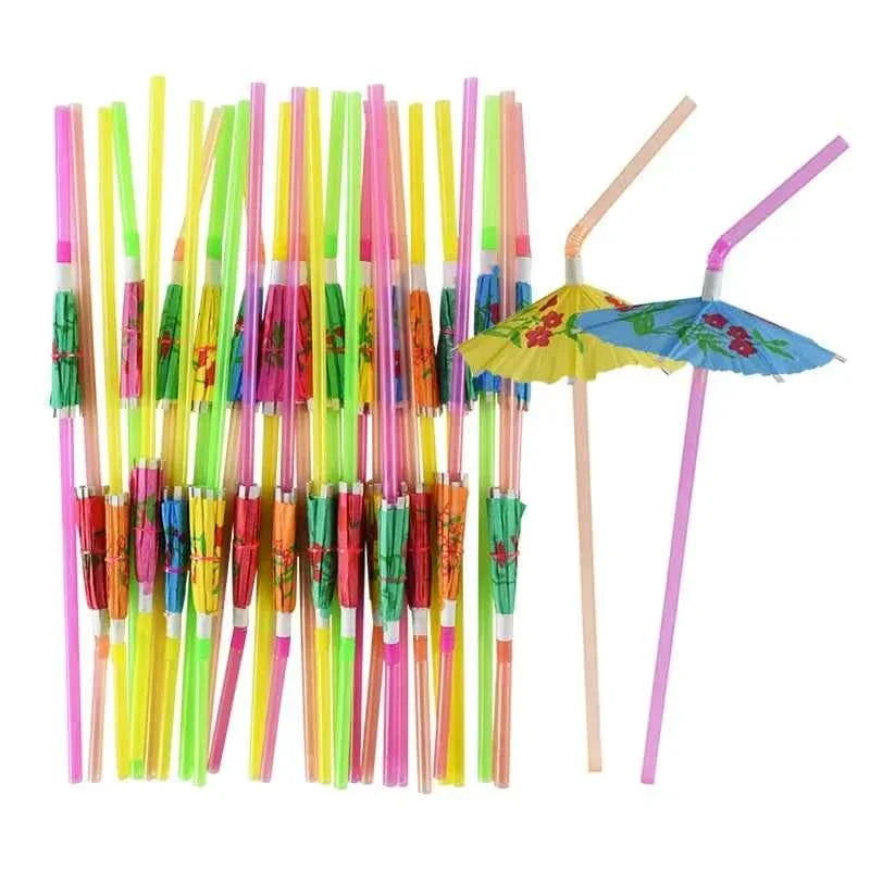 Tropical Party Drinking Straws 25pcs Flamingo Pineapple Straws Hawaiian Summer Pool Wedding Decoration Reusable Beach Supplies