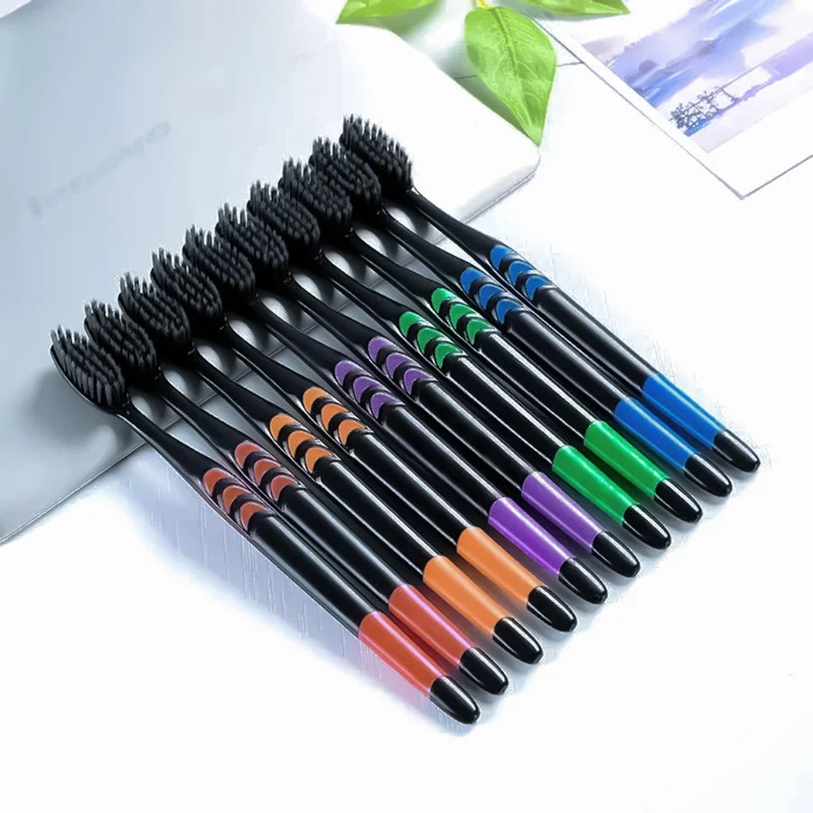 10/20 Pcs Family pack toothbrush, Bamboo Charcoal Soft fur Toothbrush, Travel Carry，Color random