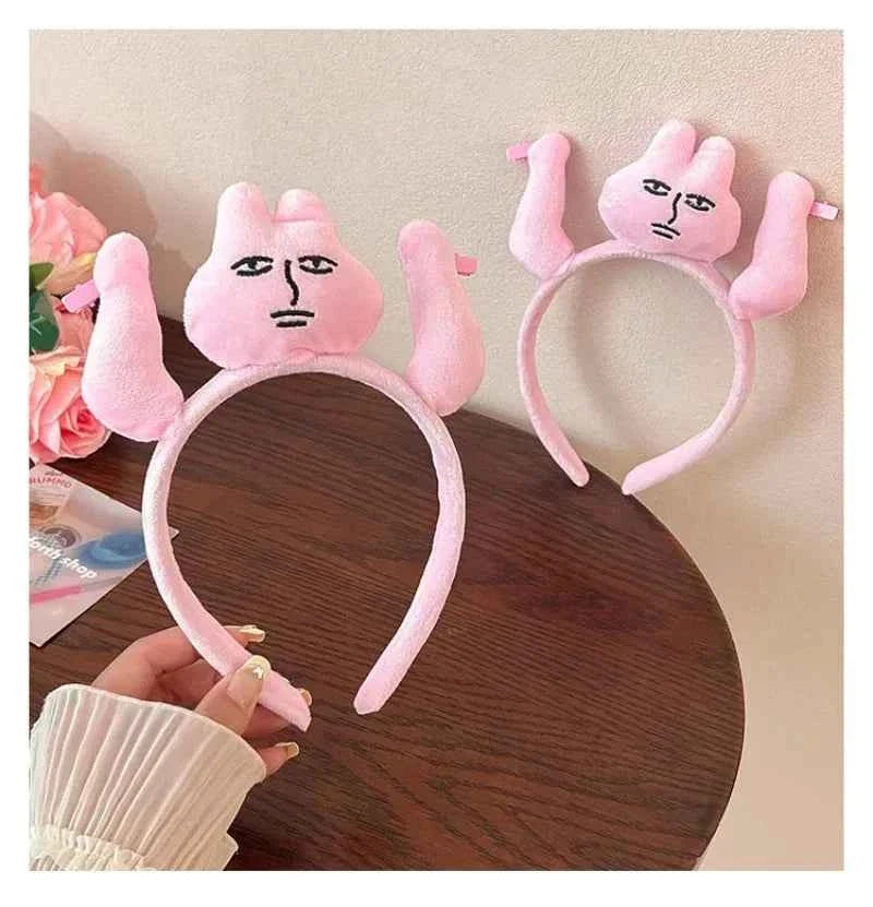 New Kawaii Pink Rabbit Banana Guinea Pig Plush Headband Creative Funny Fun Fashion Portable Cute Anime Headband for Woman Girls