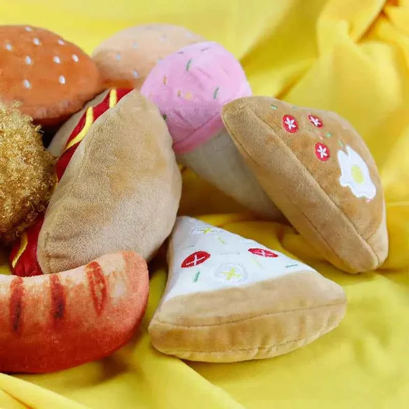 Squeaky Ice Cream, Fries & Hamburger Plush Toy Set