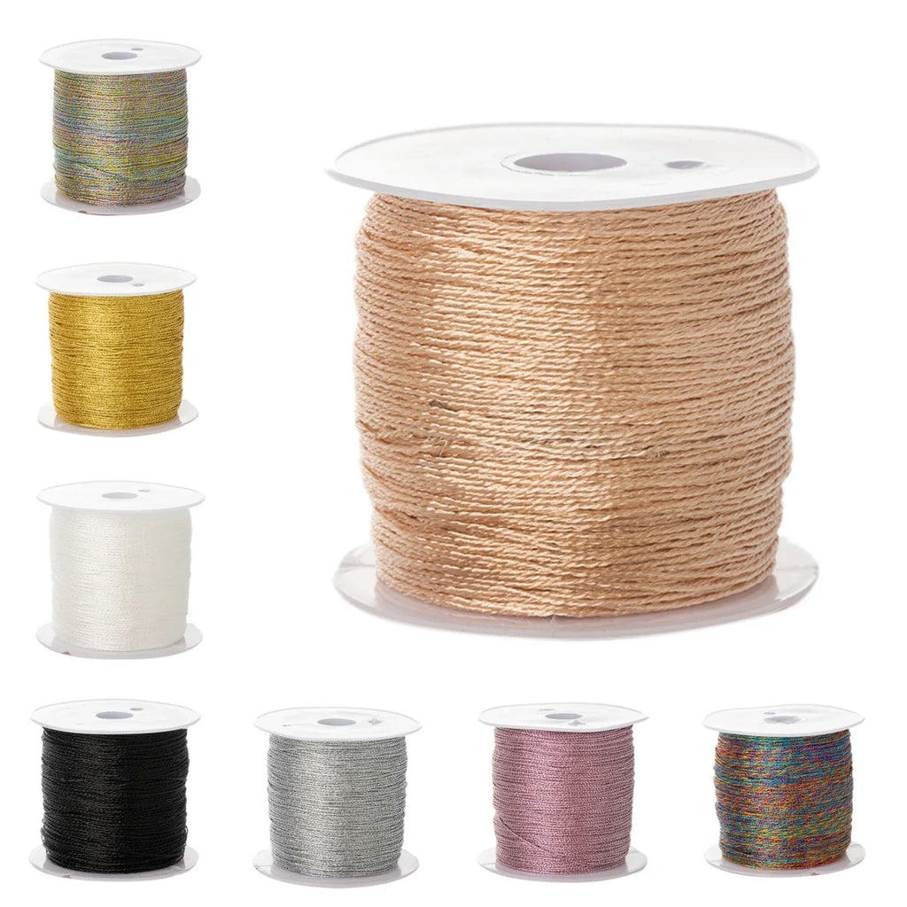 Metallic Beading Thread Cord – Rose Gold & Silver for DIY Jewelry