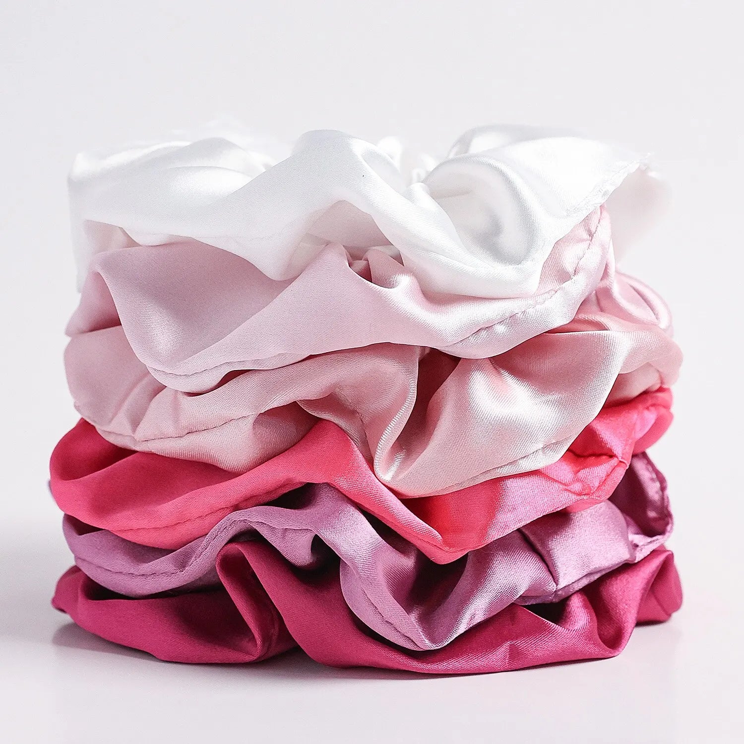 6-Piece Large Satin Scrunchies for Women – Pure Color Silk Hair Ties Set | Soft, Gentle & Stylish Ponytail Holders for Daily Wear