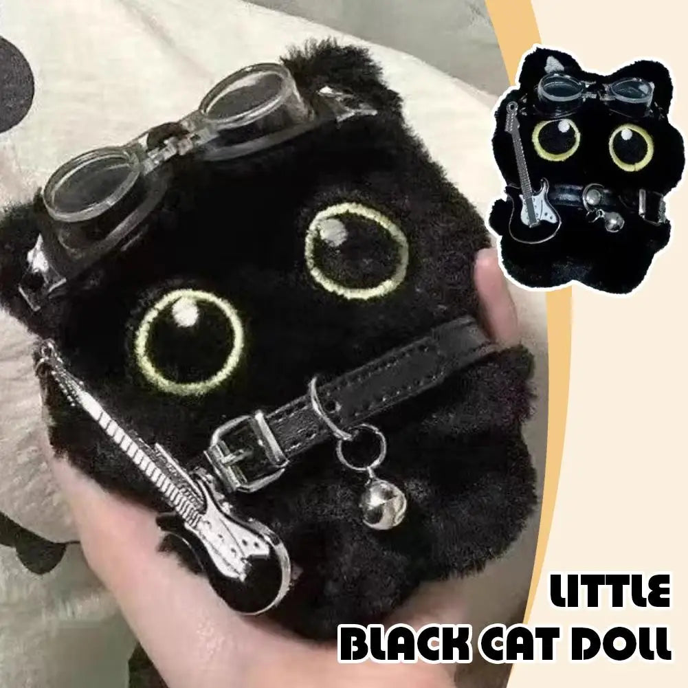 15 Cm Keychain Rock Music Black Cat Plush Toy Guitar Cute Punk Style Doll Schoolbag Pendant For Friends Birthday Gift