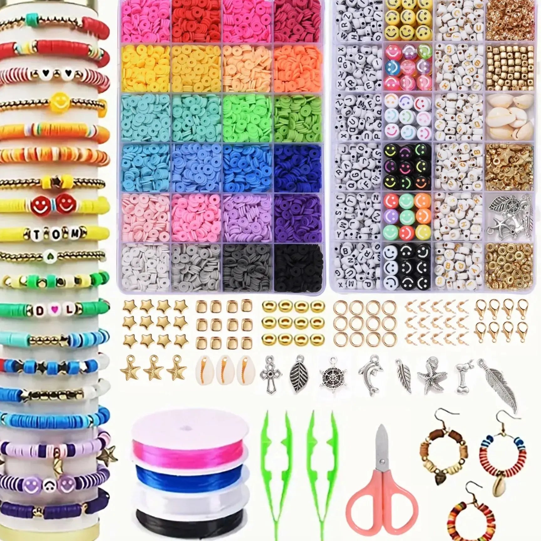 14400pcs Assorted Polymer Clay Beads Kit for DIY Jewelry Making - Handmade Craft Supplies for Bracelet, Necklace, Earrings - Gre