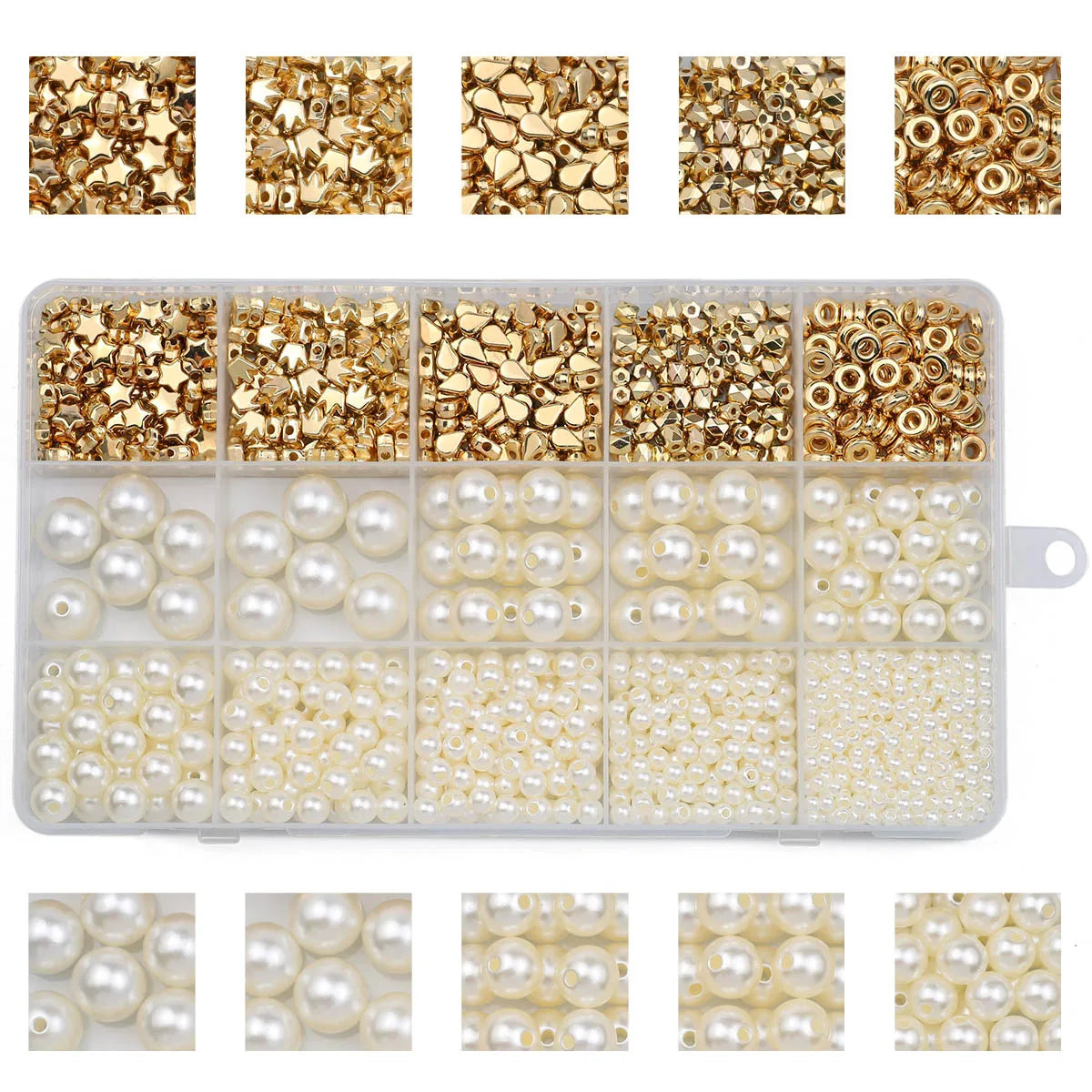1240PCS 10x17mm CCB Imitation Pearl Acrylic Spacer Beads – DIY Jewelry Making Kit for Bracelets, Necklaces & Craft Accessories