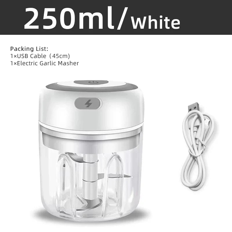 Electric Garlic Mincer 250ML Vegetable Chopper Food Chopper, USB Mini Garlic Mincer, Onion Chopper Portable Small Food Processor