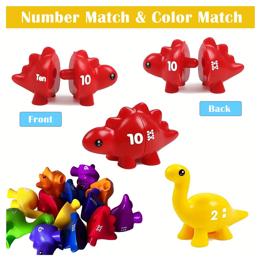 Dinosaur Matching Game – Alphabet & Number Montessori Learning Toy for Kids, Colors, Letters & Numbers Educational Game