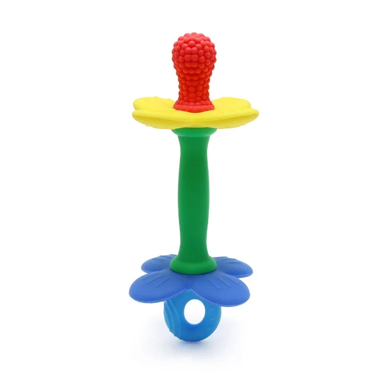 2-in-1 Baby Silicone Flower Teether – Safe, Soft & BPA-Free Chewing Toy for Soothing Sore Gums, Easy-to-Hold