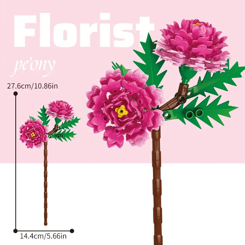 Building block bouquet simulation of flowers female gift assembly,small particle building block children's assembly toy
