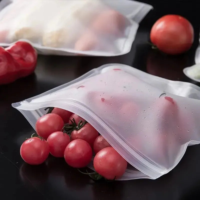 Silicone Food Storage Bags – Reusable Leakproof Stand-Up Zip Lunch & Snack Containers for Fresh Food