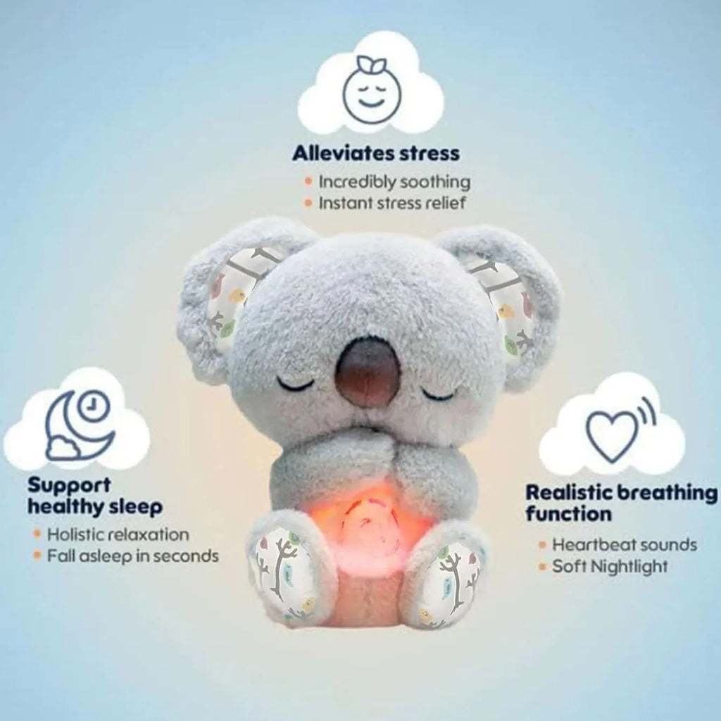 1pc Anxiety Relief sleeping Koala Breathing Plush Toy - Soothing Stuffed Animal w/ Heartbeat, Anxiety Relief Gift for Birthday & Christmas