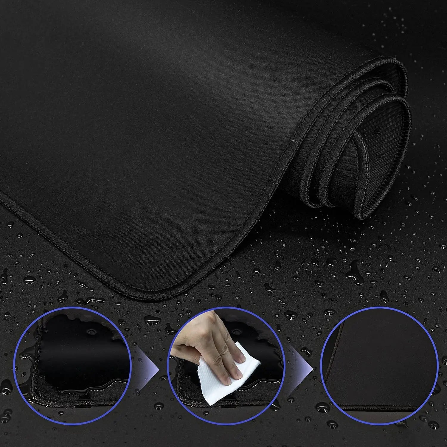 Black Gaming Mouse Pad – Large Non-Slip Desk Mat for PC, Keyboard & Mouse, Gamer Mousepad for Desktop