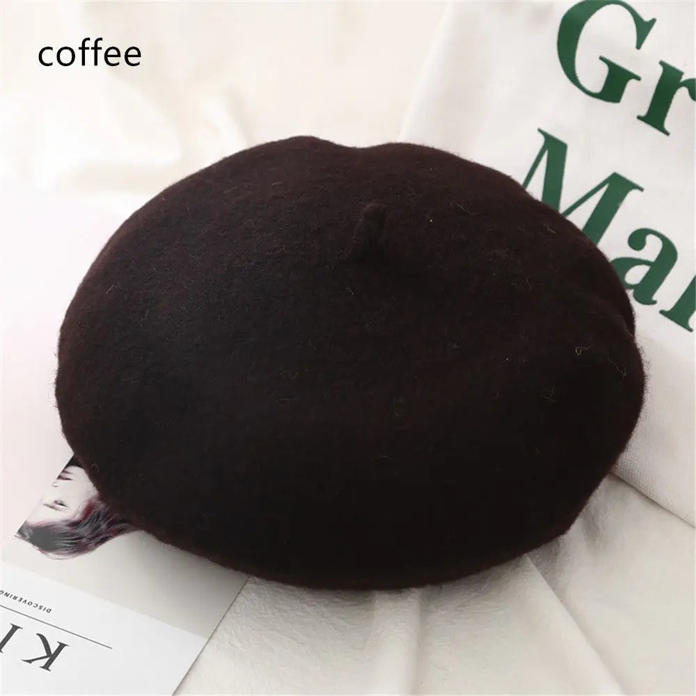 Autumn Winter Felt Beret Hats Women Fashion French Painter Hat Girls Trendy Solid Color Berets Ladies Multicolored Flat Cap