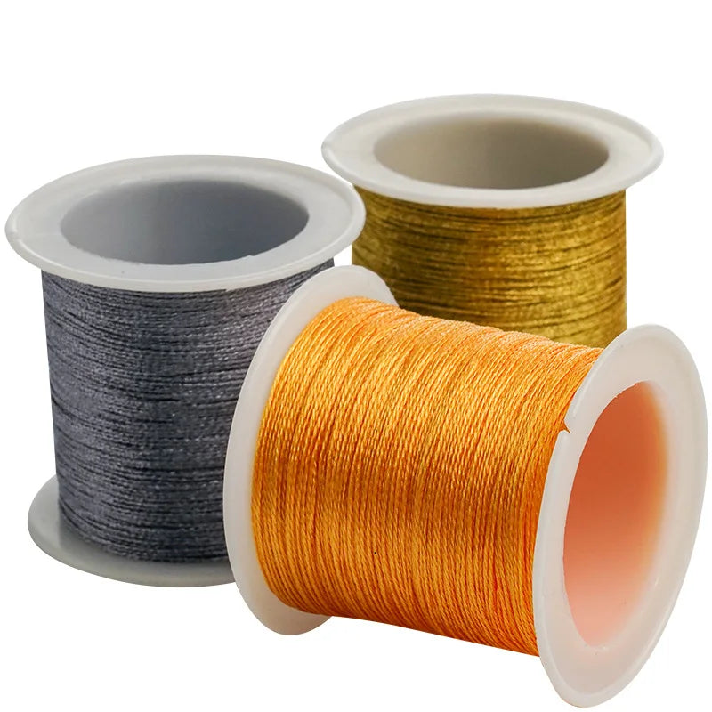 Metallic Beading Thread Cord – Rose Gold & Silver for DIY Jewelry