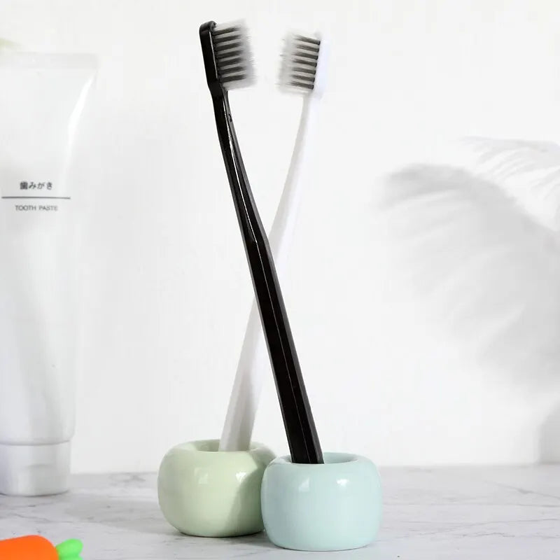 10-Pack Bamboo Charcoal Toothbrush Set – Ultra-Soft Silk Bristles for Men & Women | Eco-Friendly Black & White Adult Family Toothbrushes