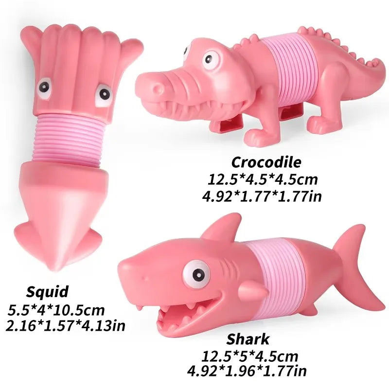 3PCS DIY Pop Tube Dinosaur Sensory Bendable Push It Decompression Pipe Anti-stress Fidget Tubes Autism ADHD Bellows Toy Kid Gift