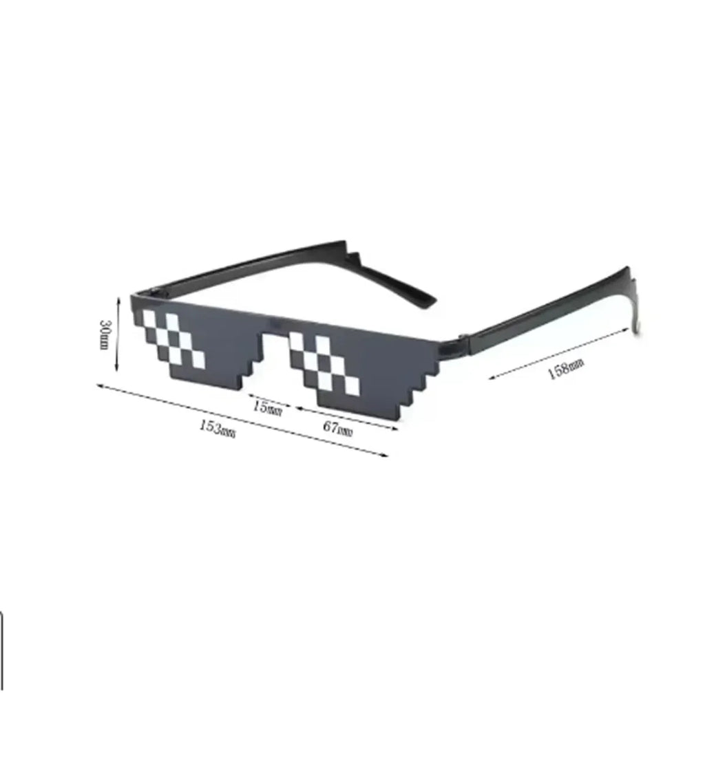 5Pcs NEW Mosaic Sunglasses Trick Toy Thug Life Glasses Deal With It Glasses Pixel Black Mosaic Sunglasses Cool Jokes Funny Toys
