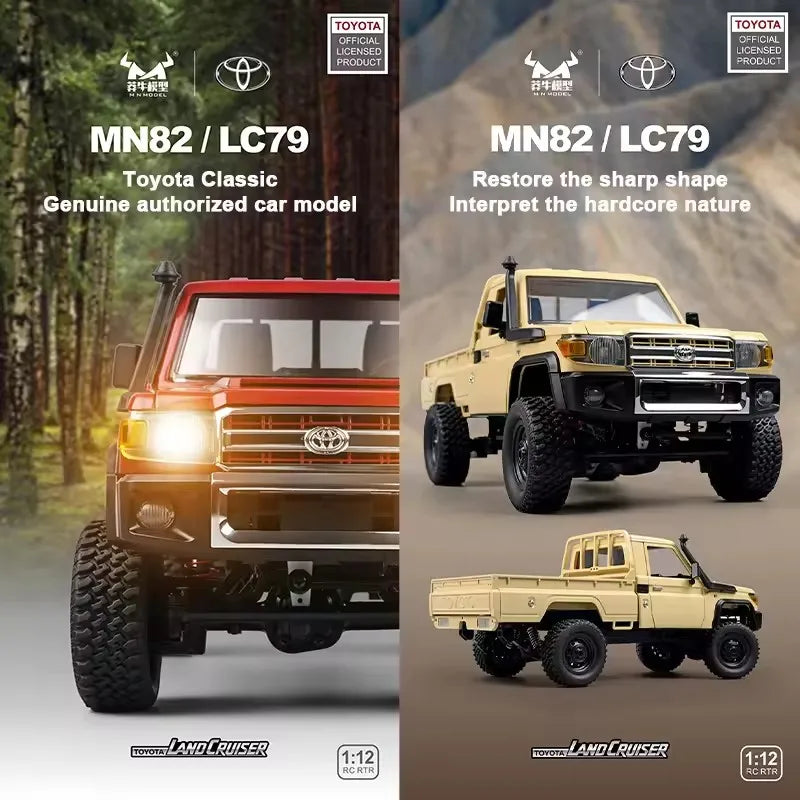 MN82 1:12 Retro Rc Car With LED Lights Full-scale Simulation LC79 Professional 4WD Remote Control Pickup RC Truck Model Toys