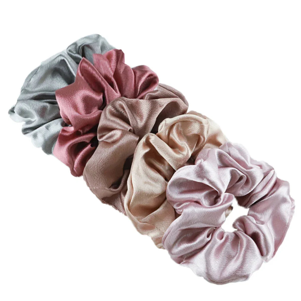 10/5 Pcs Satin Hair Scrunchies Set for Women & Girls – Soft Silk Elastic Hair Bands | Elegant Solid Color Ponytail Holders & Headwear Accessories