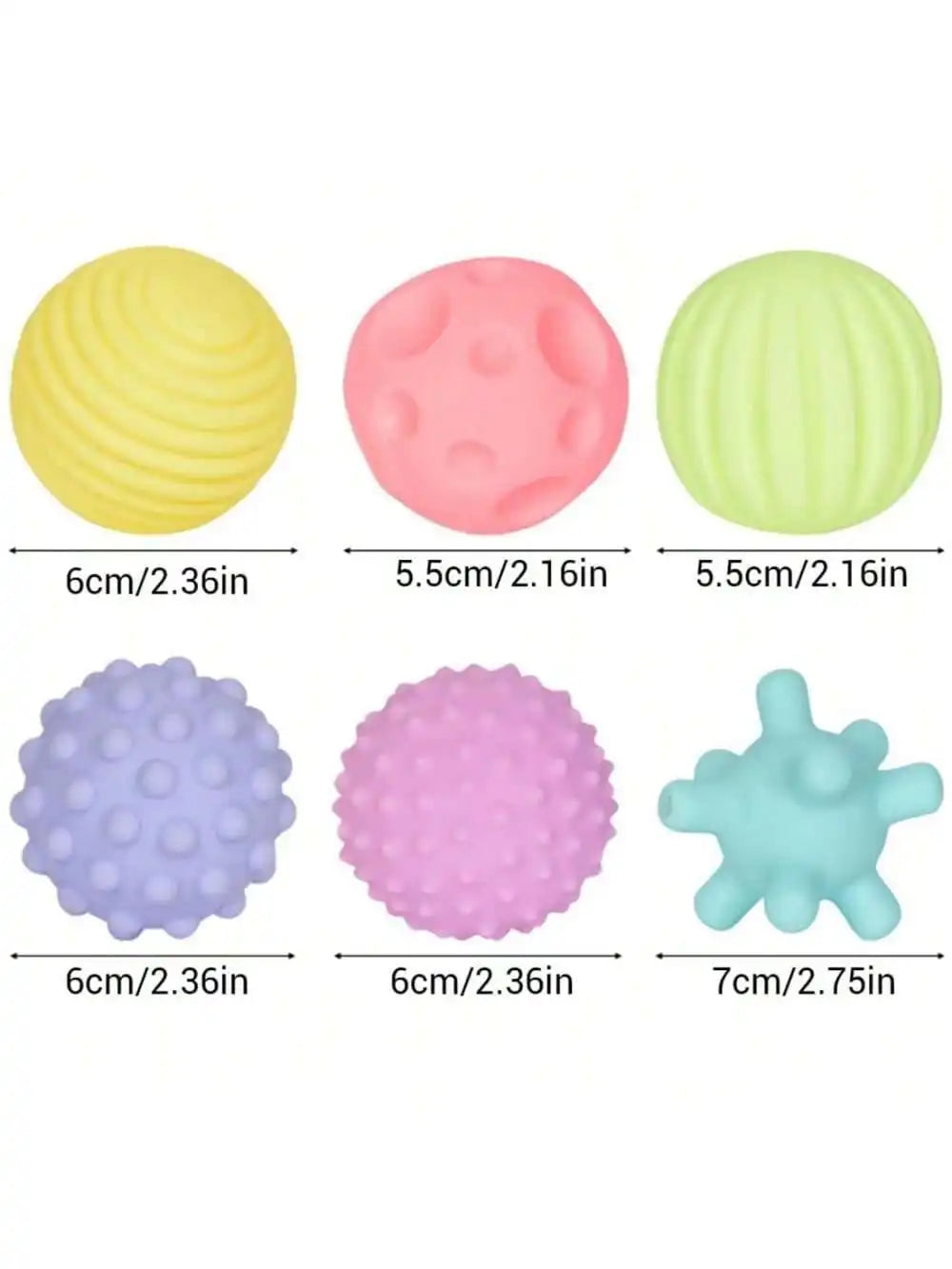 Baby Sensory Toy Textured Balls - Soft Teething & Tactile Exploration Set with 6 Colors+8 Styles |