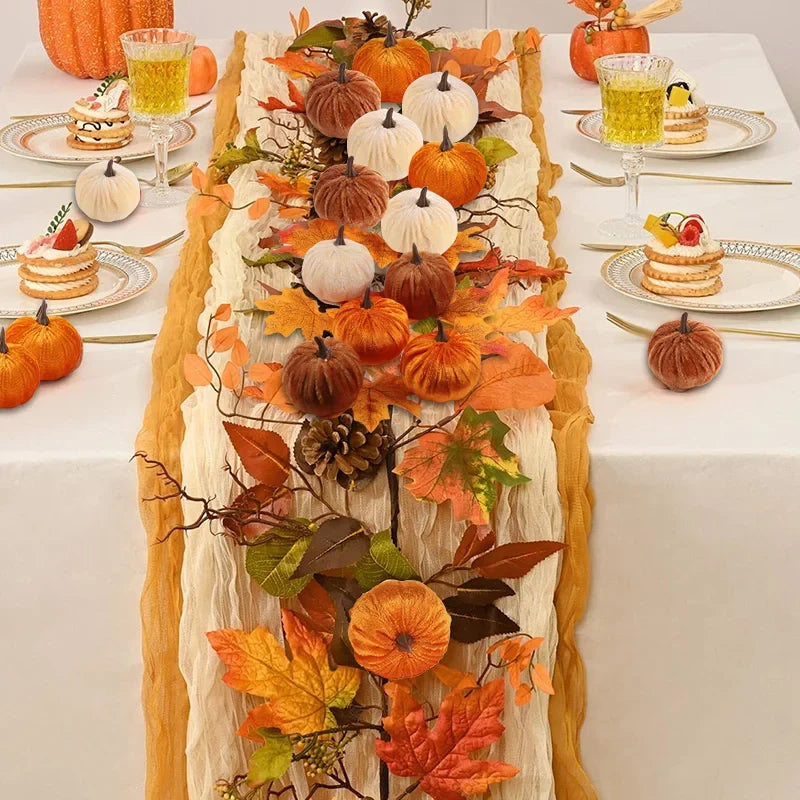 8/12pcs Artificial Flannel Pumpkins for Autumn Fall Thanksgiving Halloween Party Table Decoration Home DIY Craft Wreath Gifts