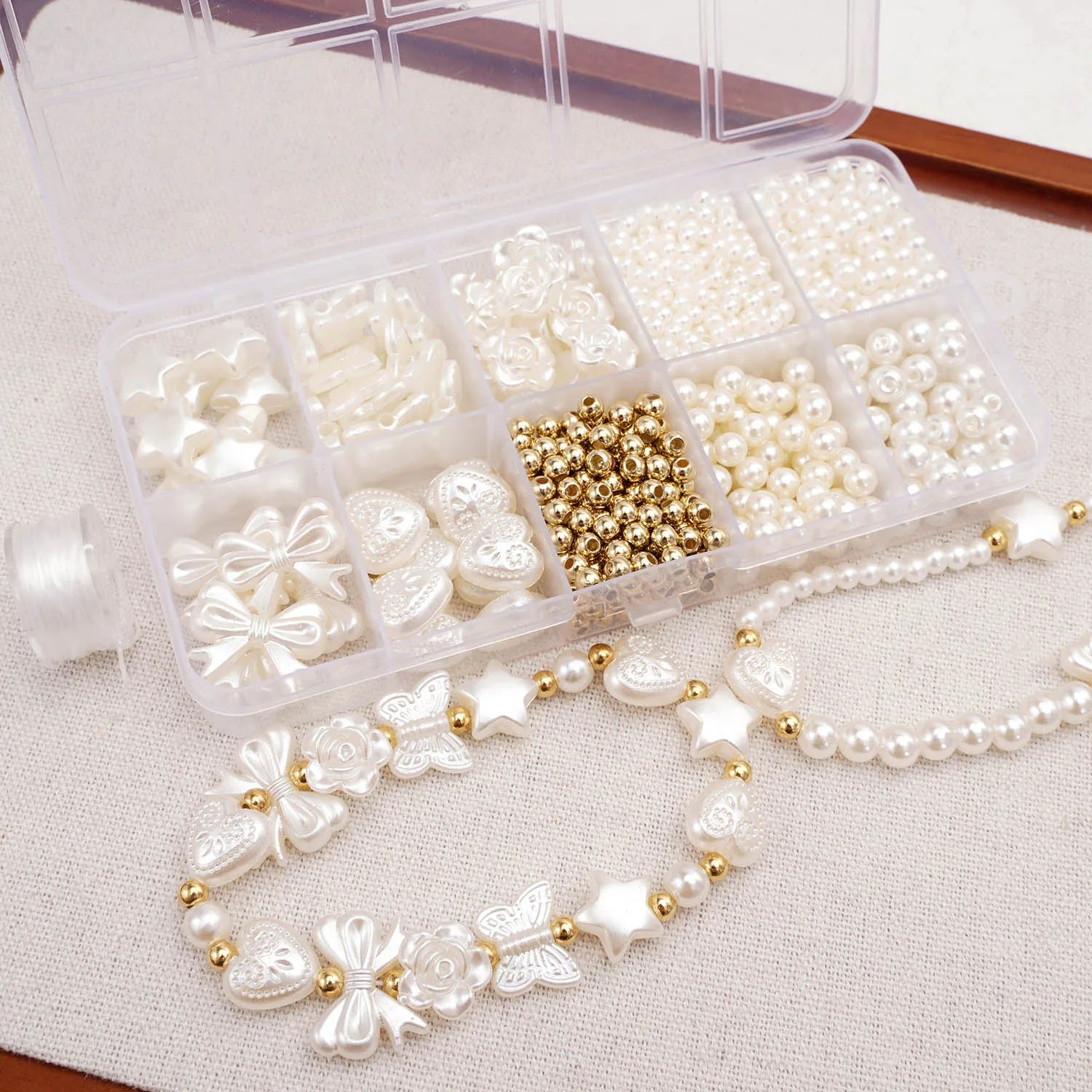 800pcs/box Faux Pearl Beading Kit For DIY Jewelry Making Loose Spacer Beads Bracelet Necklace Earring Accessories Craft Supplies