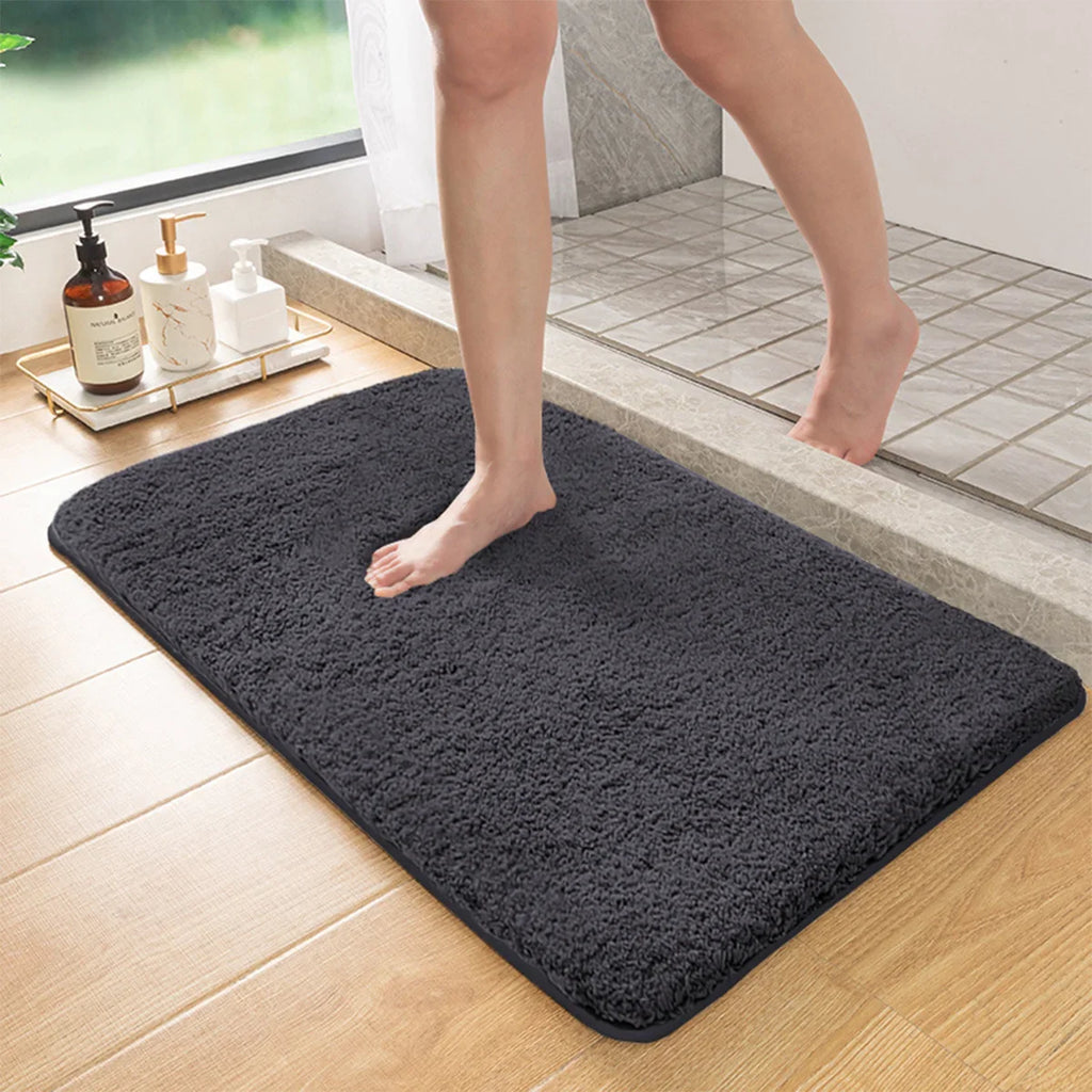 Long Hair Absorbent Bathroom Mat – Furry Non-Slip Shower, Toilet & Entrance Foot Wiping Rug