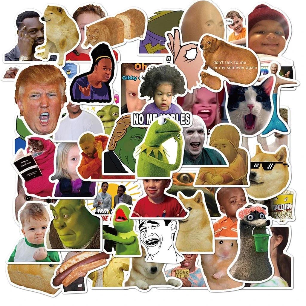 50PCS Funny Meme Graffiti Stickers Flakes For Cars Motorcycles Furniture Luggage Skateboards Lable