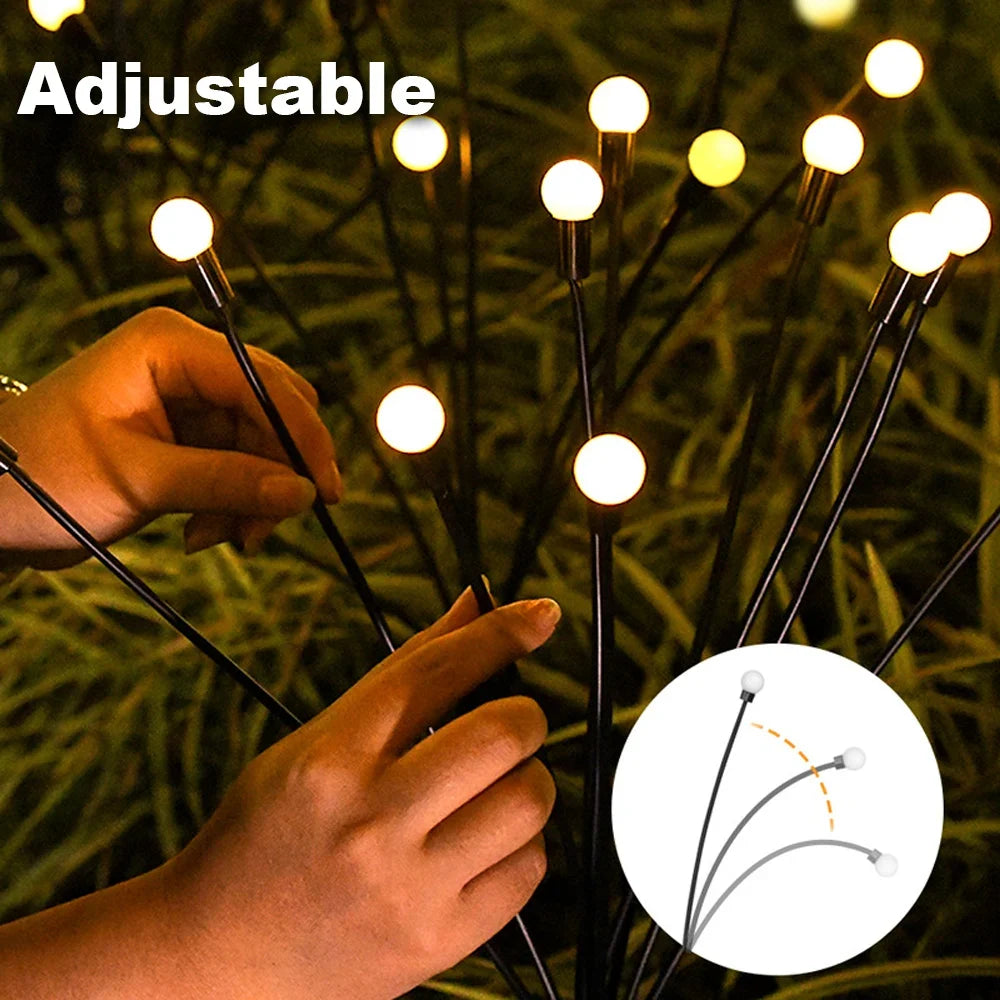 6/8/10 LED Solar Powered Garden Lights Firefly Lights Outdoor Waterproof Vibrant Swaying Lights for Patio Pathway Decoration