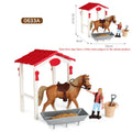 Oenux Farm Stable House Model Action Figures Emulational Horseman Horse Animals Playset Figurine Cute Educational Kids Toy Gift
