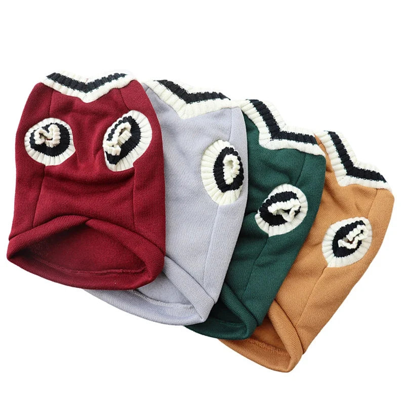 Small Dog Winter Sweater - V-Neck College Style Knitwear