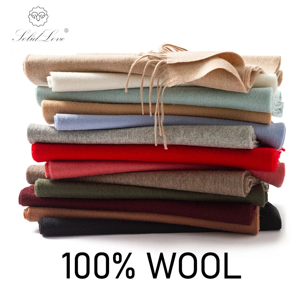 Solidlove 100% Wool Winter Scarf for Women – Luxury Cashmere-Feel Shawl, Poncho & Wrap | Warm Fashion Scarf for Ladies