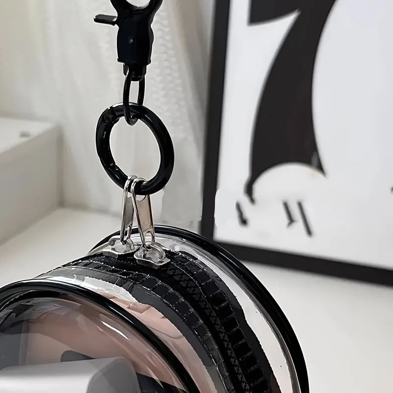 New Portable Clear Figure Display Keyring Bag Waterproof PVC Oval Hanging Blind Box Storage Bags Keychain Organizer Case