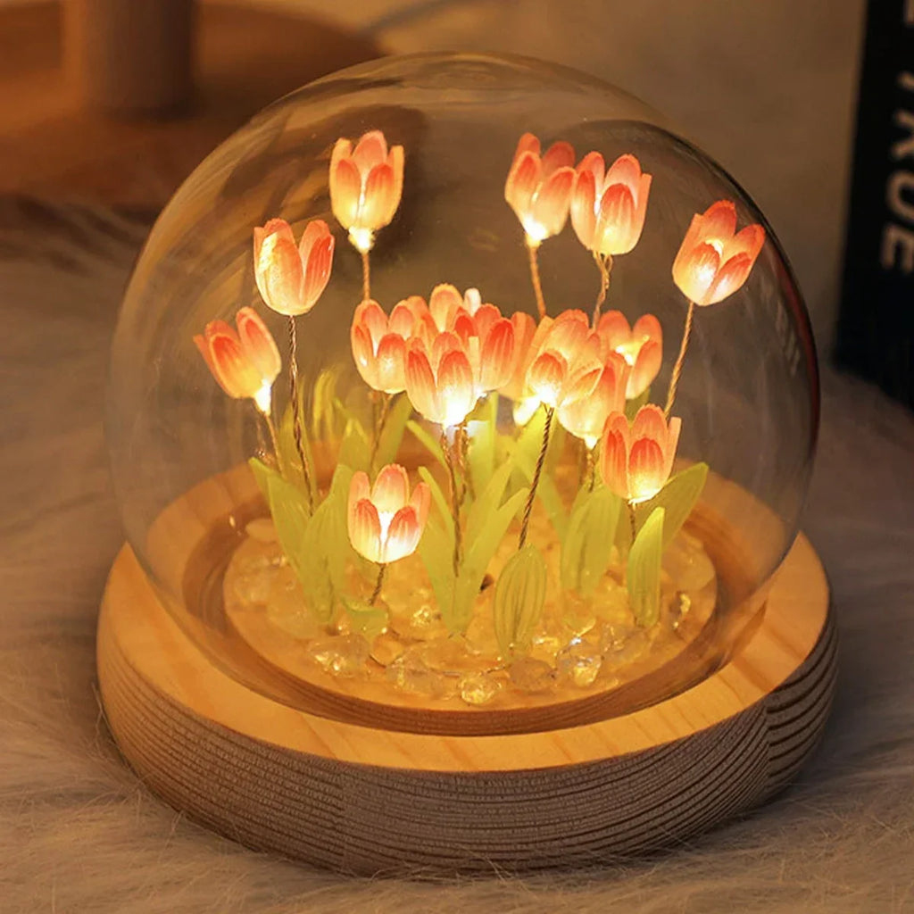 LED DIY Handmade Mini Tulip Night Light Materials Cute Home Decor Birthday Gift For Girl Family Friend Child Christmas Ornament