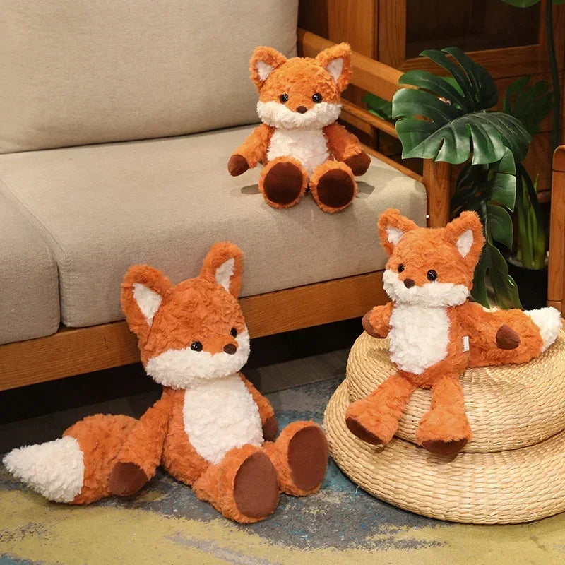 35cm/50cm Cute Fluffy Fox Plush Toy Soft Cartoon Orange Foxes Stuffed Doll Appease Birthday Gift