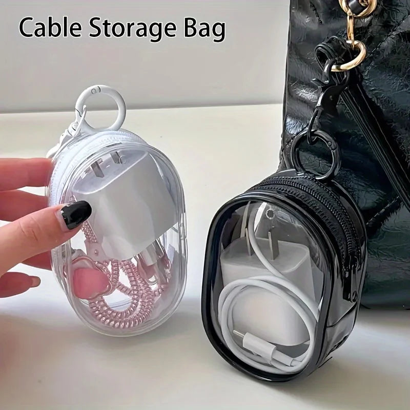 New Portable Clear Figure Display Keyring Bag Waterproof PVC Oval Hanging Blind Box Storage Bags Keychain Organizer Case