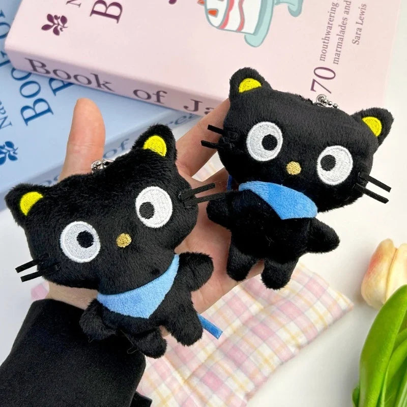 Chococat Plush Keychain Kawaii Black Cat Soft Plush Bag Charm Cute Backpack Purse Key Holder Decoration for Girls Women Gifts