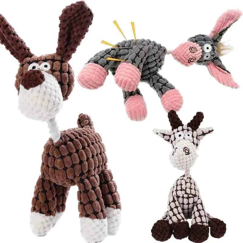 Plush Donkey Squeaky Dog Toy for Gentle Play
