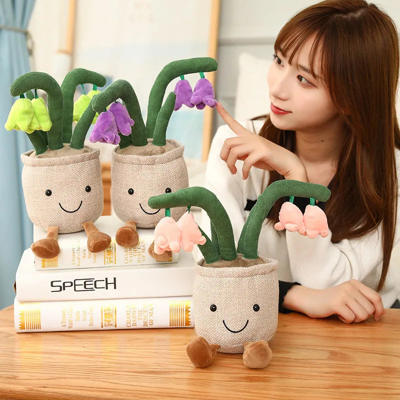 Tulip & Succulent Plant Plush Toy – Cute Stuffed Doll Bookshelf Décor, Soft Kawaii Pillow Pendant & Birthday Gift for Girls