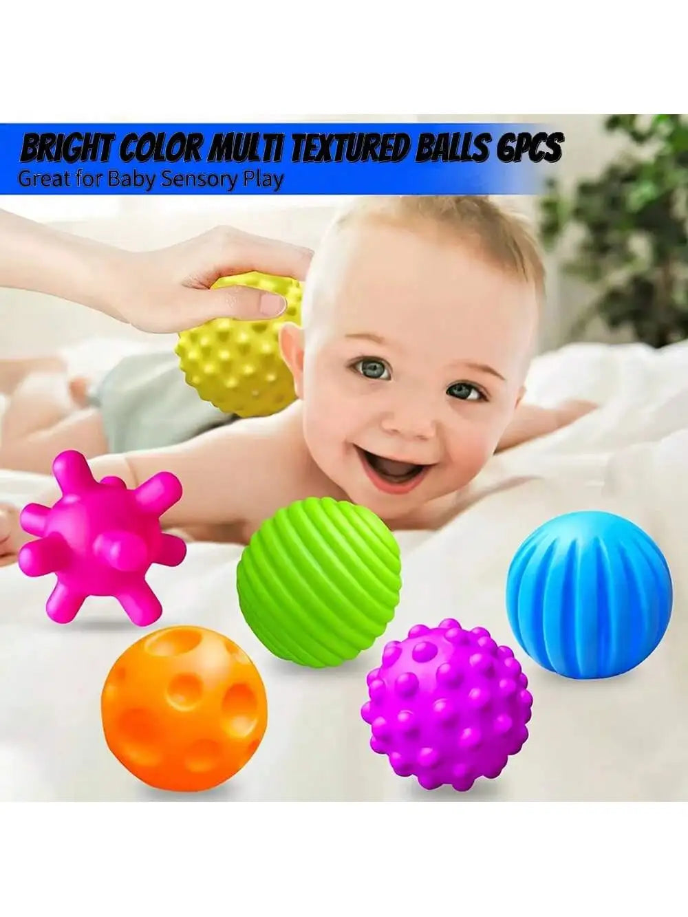 Baby Sensory Toy Textured Balls - Soft Teething & Tactile Exploration Set with 6 Colors+8 Styles |