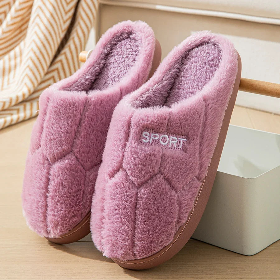 Cotton Slippers for Women in Autumn and Winter, Indoor Thick-Soled Warm Non-Slip Home Slippers for Couples, Cute Plush Cotton Slippers for Men in Winter