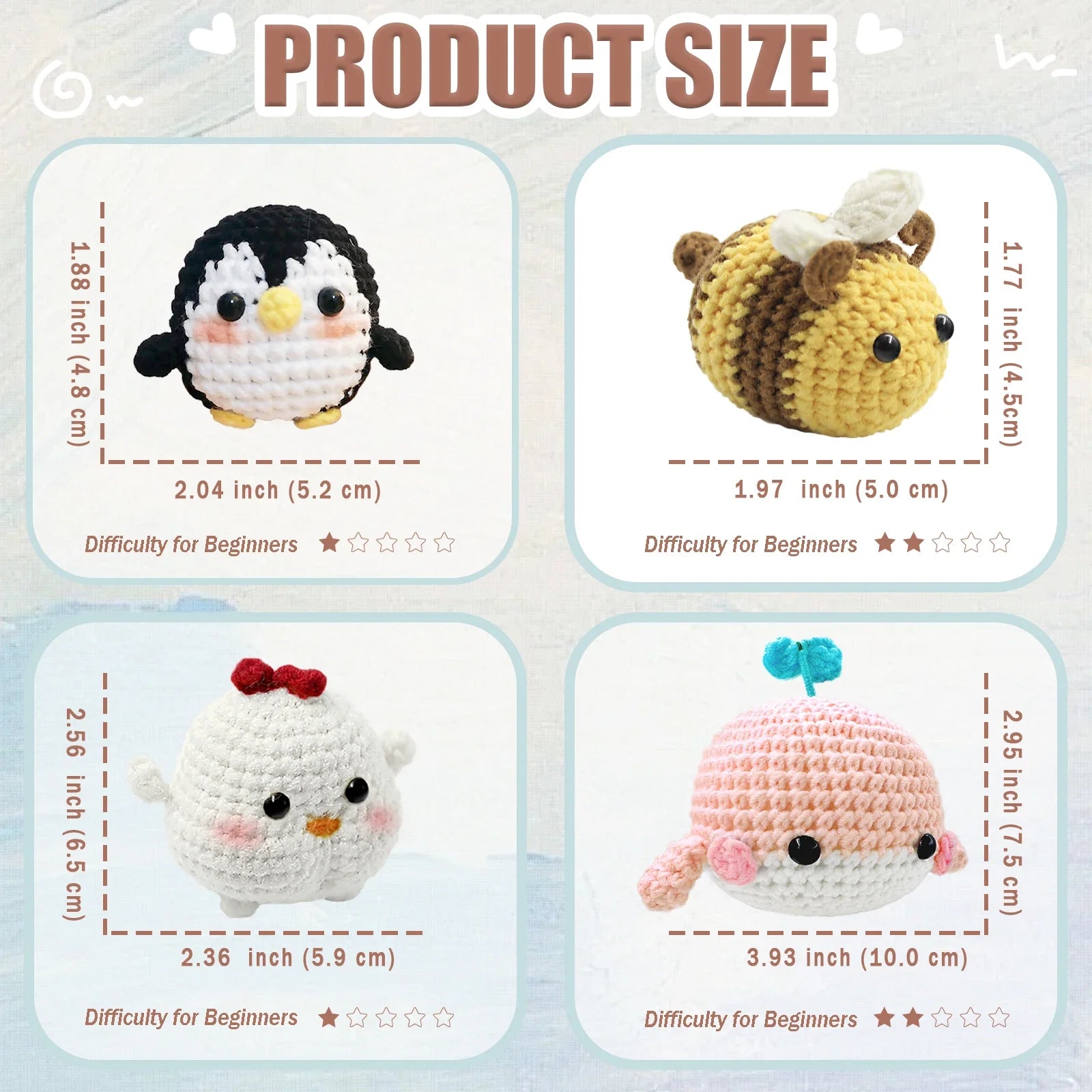 Animal sery Crochet Kit for Beginners Crochet Starter SET ,DIY Crochet Kit For Beginners,Crocheting Knitting Kit Step-by-Step