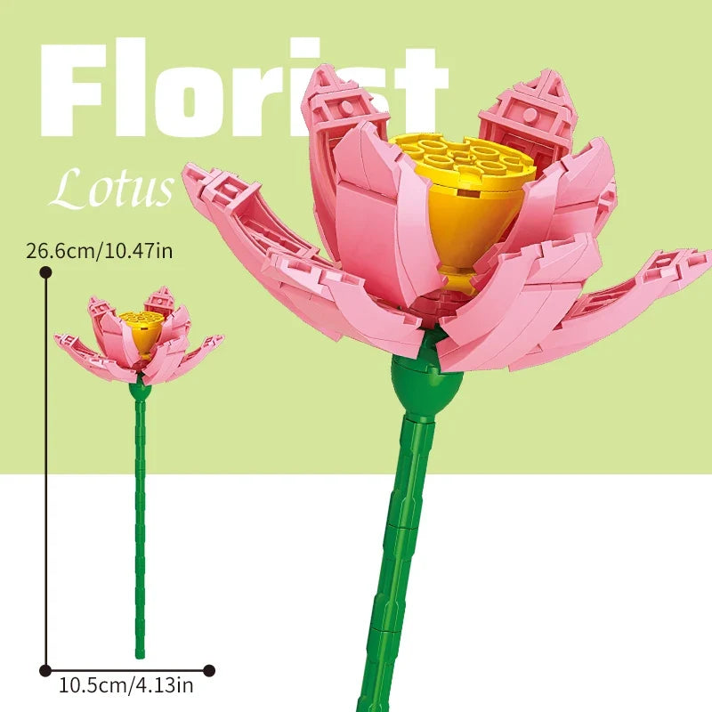Building block bouquet simulation of flowers female gift assembly,small particle building block children's assembly toy