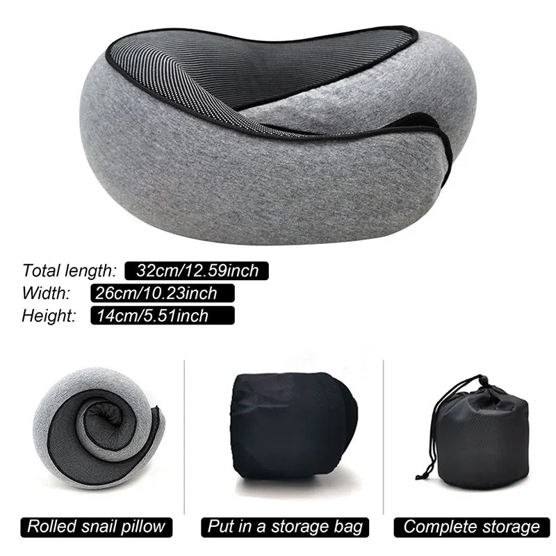 Travel Neck Pillow – U-Shaped Memory Foam Snail Style Neck Support