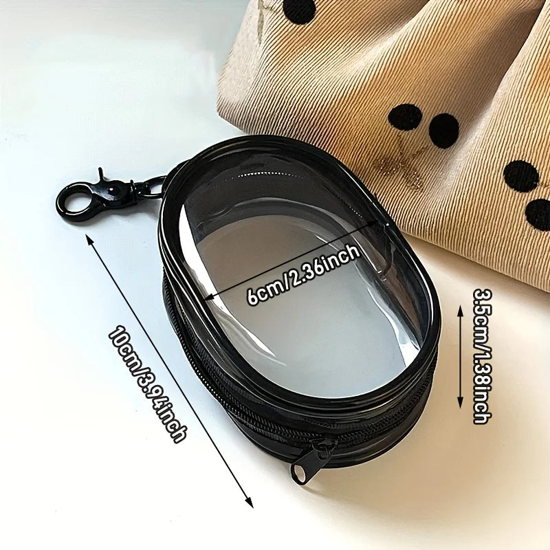 New Portable Clear Figure Display Keyring Bag Waterproof PVC Oval Hanging Blind Box Storage Bags Keychain Organizer Case
