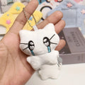 Cute Headphones Kitten Couple Keychain Mini Crying Cat Doll Plush Keyring Cartoon Dog Bee Bag Pendant Charms Backpack Decoration