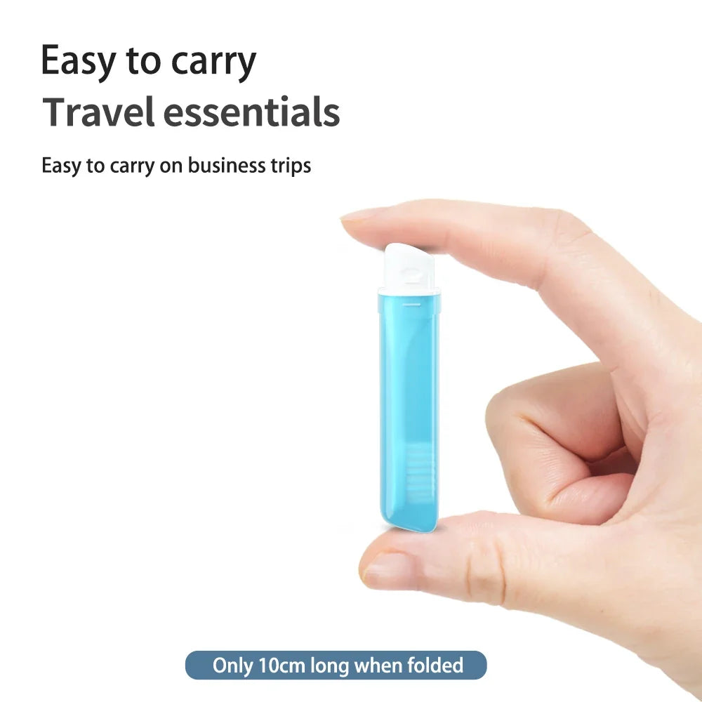 Mini Travel Toothbrush Foldable Portable Small Dental Brush Folding Traveling Adult Toothbrush in Transparent Candy Colors